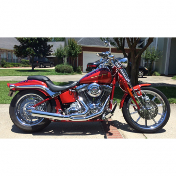 D&D Low Cat 2:1 Louvered Exhaust, Chrome for Harley-Davidson Softail (2000-2011)