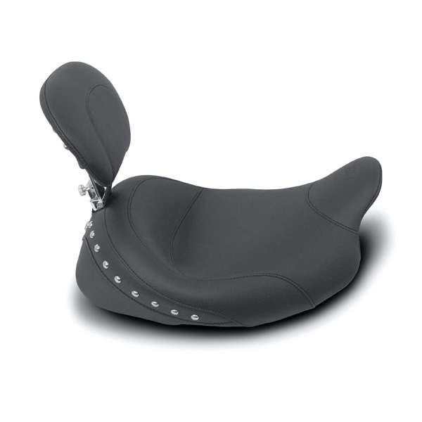Mustang 79602 Solo Seat with Backrest, Chrome Studs for HarleyDavidson FLHT/FLTR/FLHX/FLHR