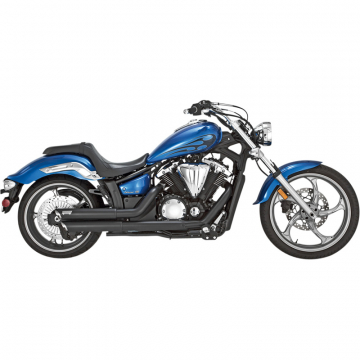 Vance & Hines 48501 Twin Slash Staggered Full System Exhaust, Black for Yamaha Stryker