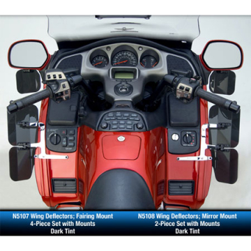 view National Cycle N5108 Wing Deflectors 2-Piece Mirror Mounted; Dark Tint - Goldwing 1800 (all)